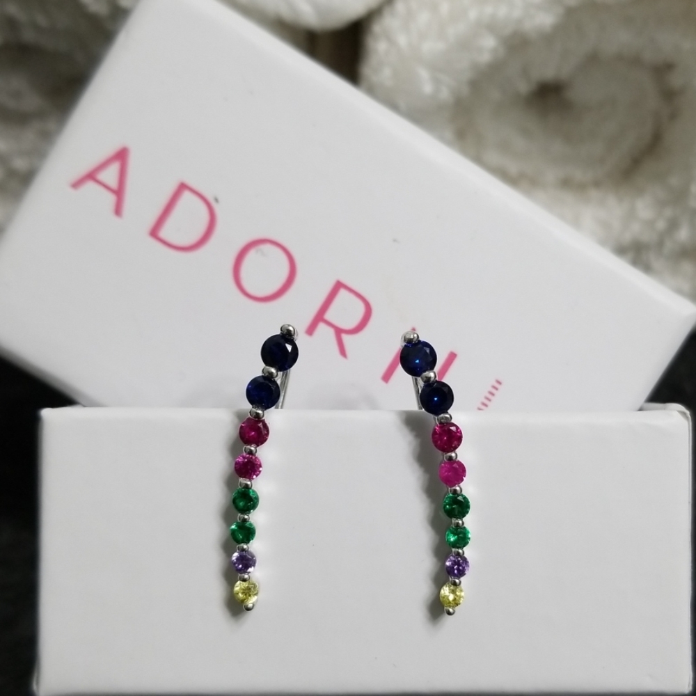 Muti-color Swarovski  Crystal Ear Climber Earrings